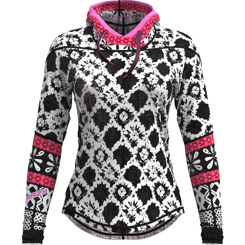 Crazy Idea PULL IBEX Damen Hoodie Kapuzenpullover shibori