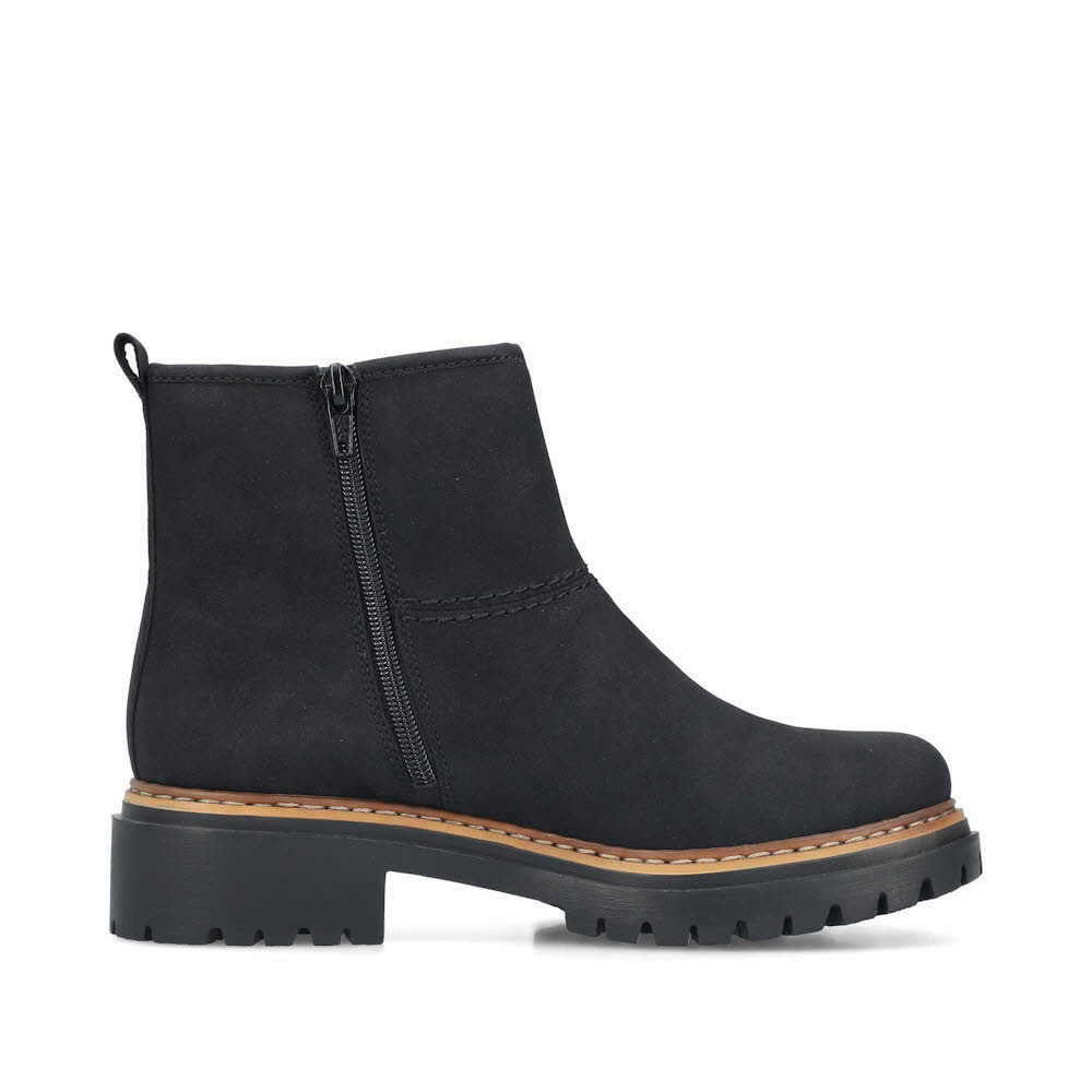 Rieker Kurzstiefel Damen Freizeitstiefel Stiefelette gefüttert schwarz