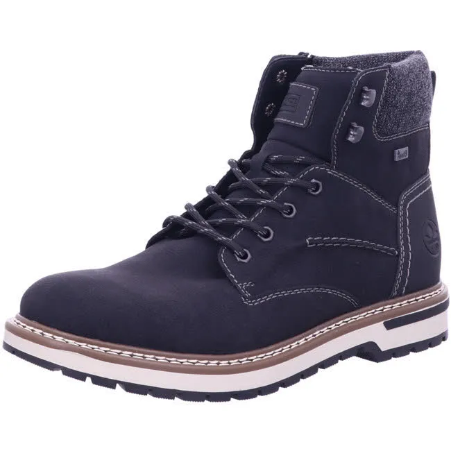 Rieker Herren Schnürstiefel Stiefelette Schnürer gefüttert schwarz