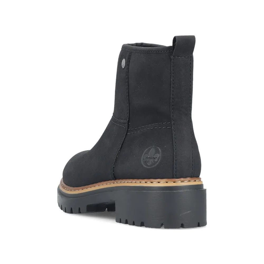 Rieker Kurzstiefel Damen Freizeitstiefel Stiefelette gefüttert schwarz