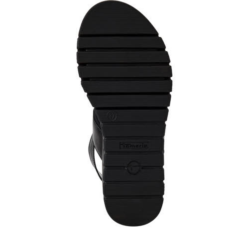 Tamaris Damen Sandalen Keilsandalette Plateausandalette schwarz