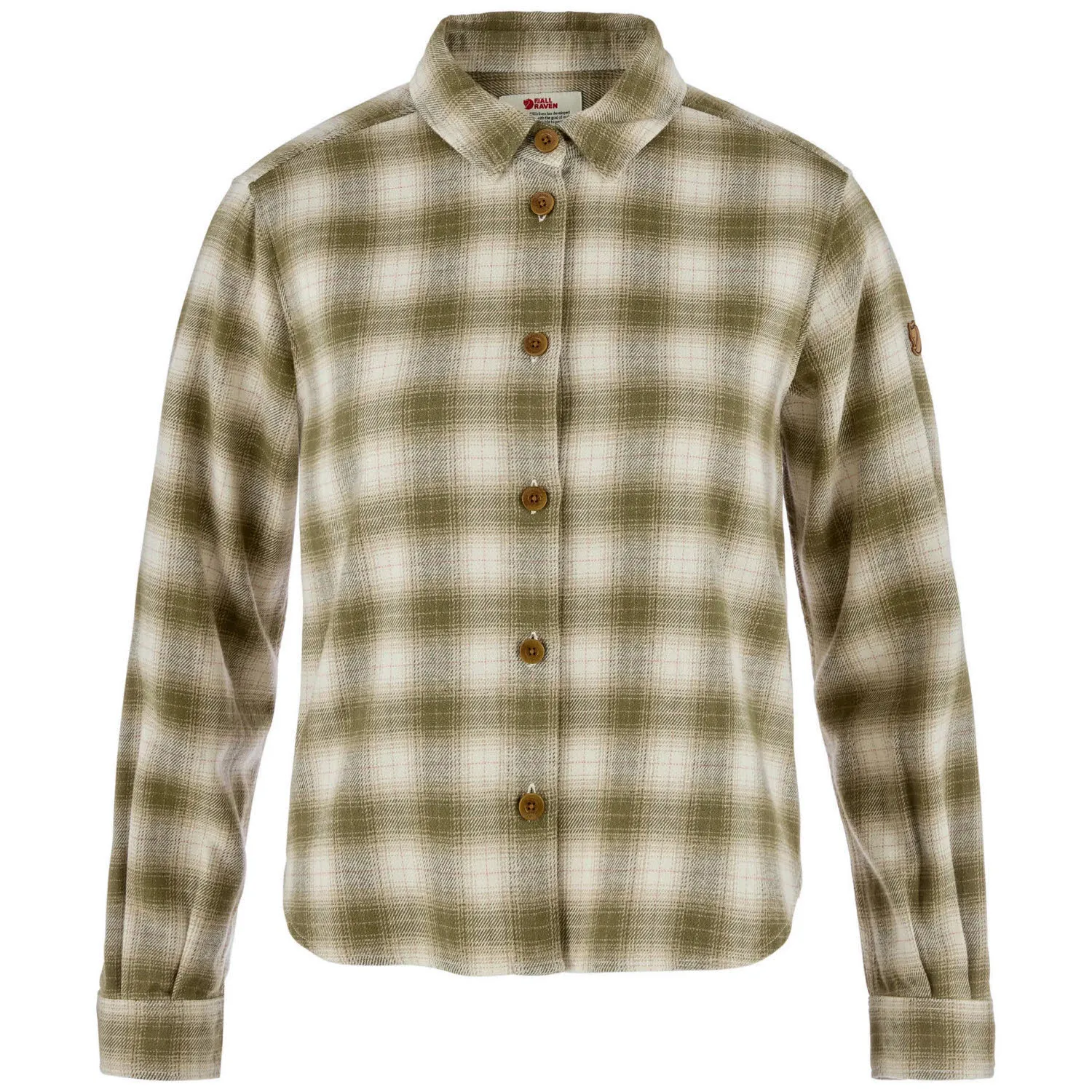Fjällräven Övik Boxy Flannel Shirt Damen Wanderbluse Flanellhemd grün