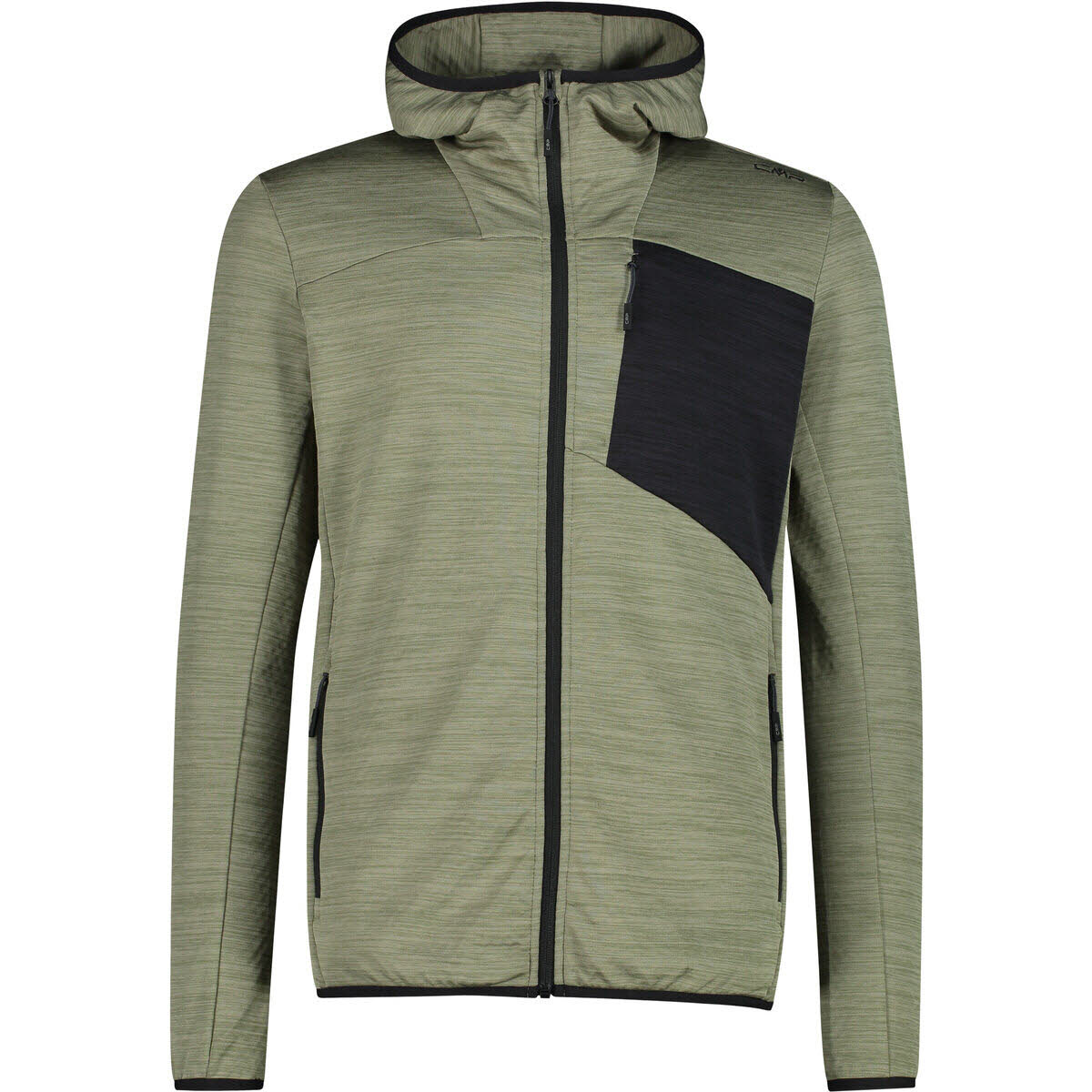 CMP Kapuzenjacke Fleecejacke Herren olivgrün schwarz