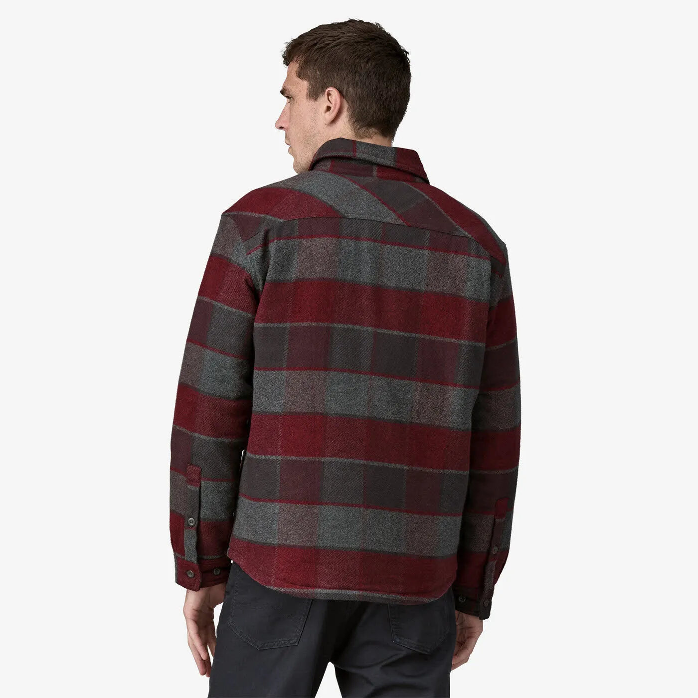 Patagonia Men's Lightweight Insulated Fjord Flannel Shirt Hemd Herren rot grau
