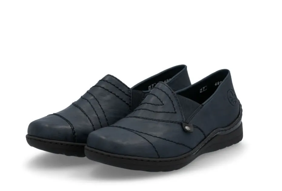 Rieker Damen Halbschuhe Loafer Slipper dunkelblau