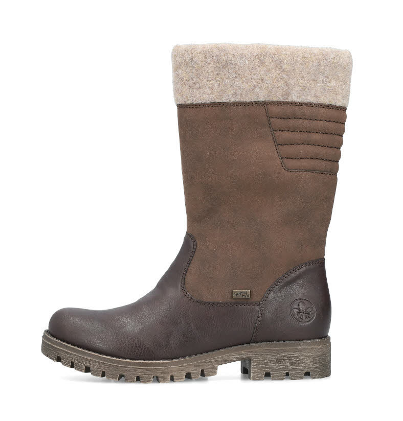 Rieker Damen Hochschaftstiefel Slipper gefüttert nussbraun