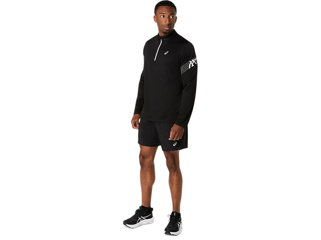 Asics ICON LS 1/2 ZIP TOP Herren Laufoberteil Langarmshirt schwarz