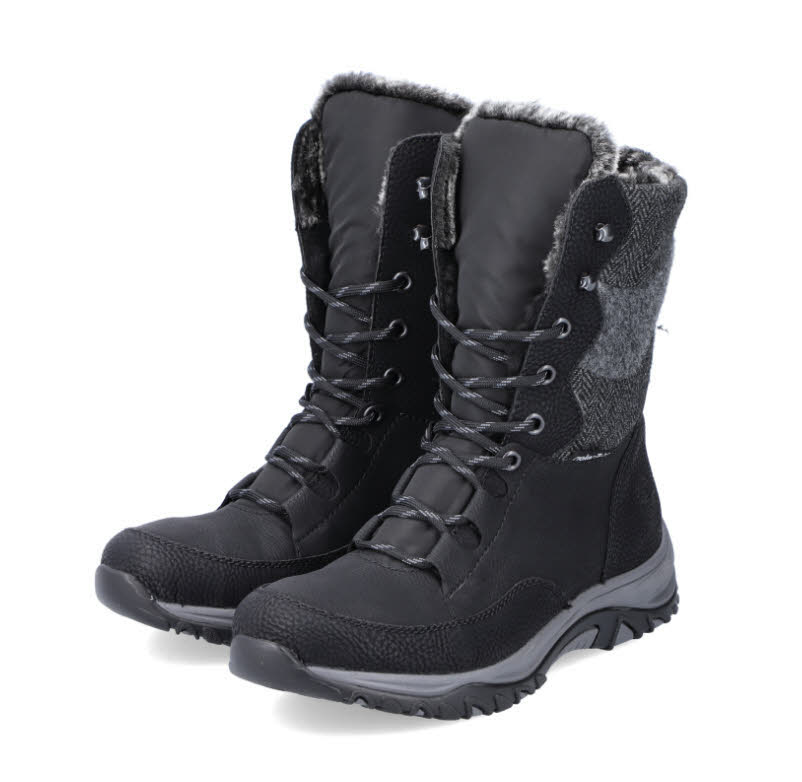Rieker Damen Stiefelette Schnürstiefel Schnürer Gefüttert Winterboots schwarz