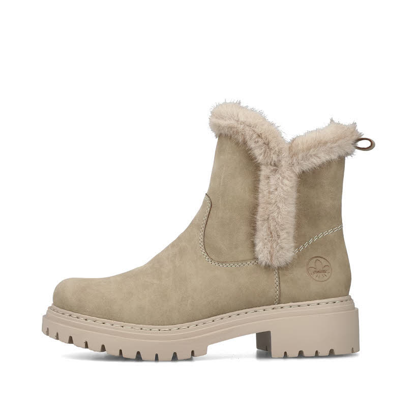 Rieker Damen Stiefeletten Kurzstiefel gefüttert beige