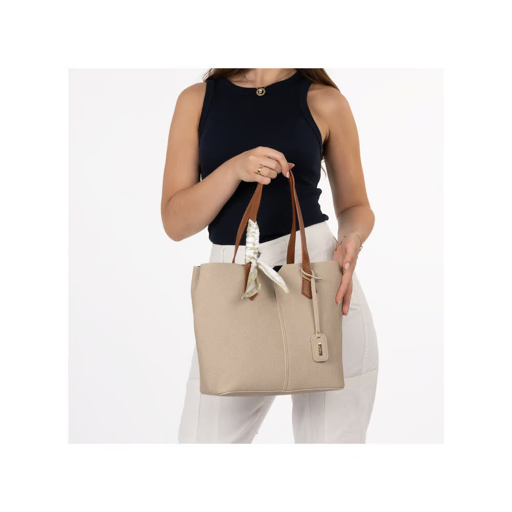 Rieker Damen Shopper Umhängetasche beige