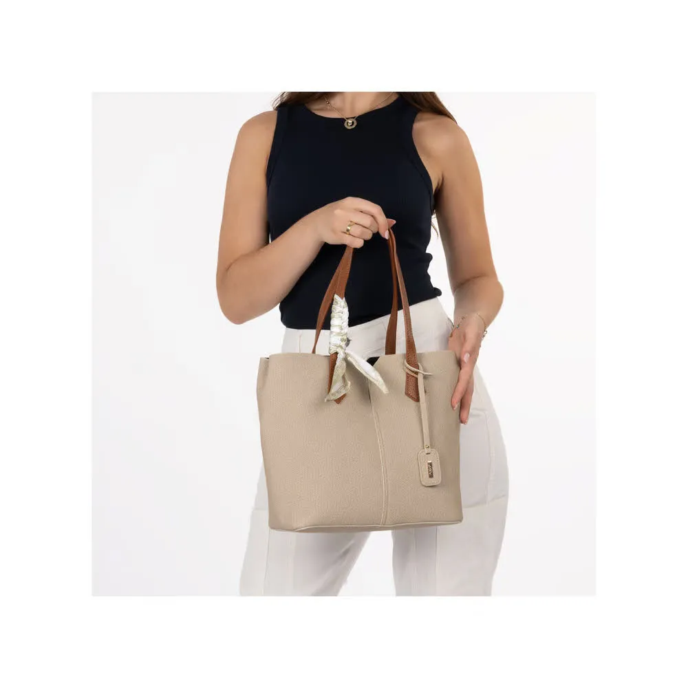 Rieker Damen Shopper Umhängetasche beige