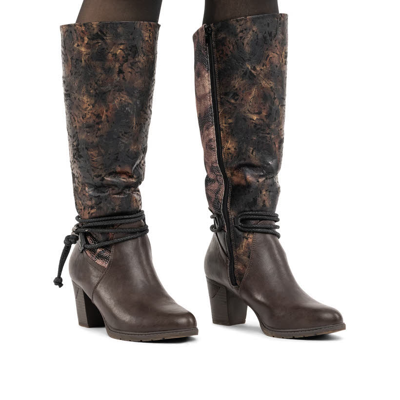 Rieker Damen Stiefel Hochschaftstiefel bisam/schwarz/antique