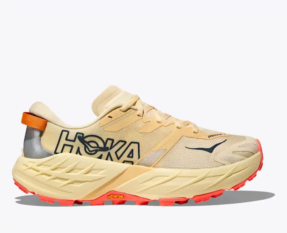 Hoka Speedgoat 7 Damen Laufschuh Trailrunning vintage yellow / neon flame