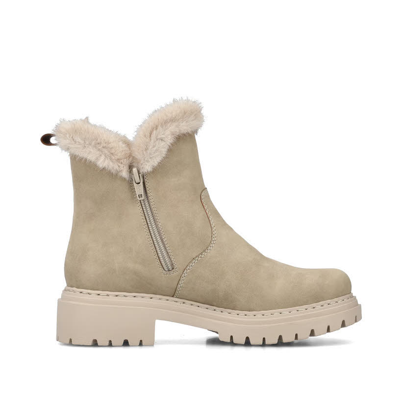 Rieker Damen Stiefeletten Kurzstiefel gefüttert beige