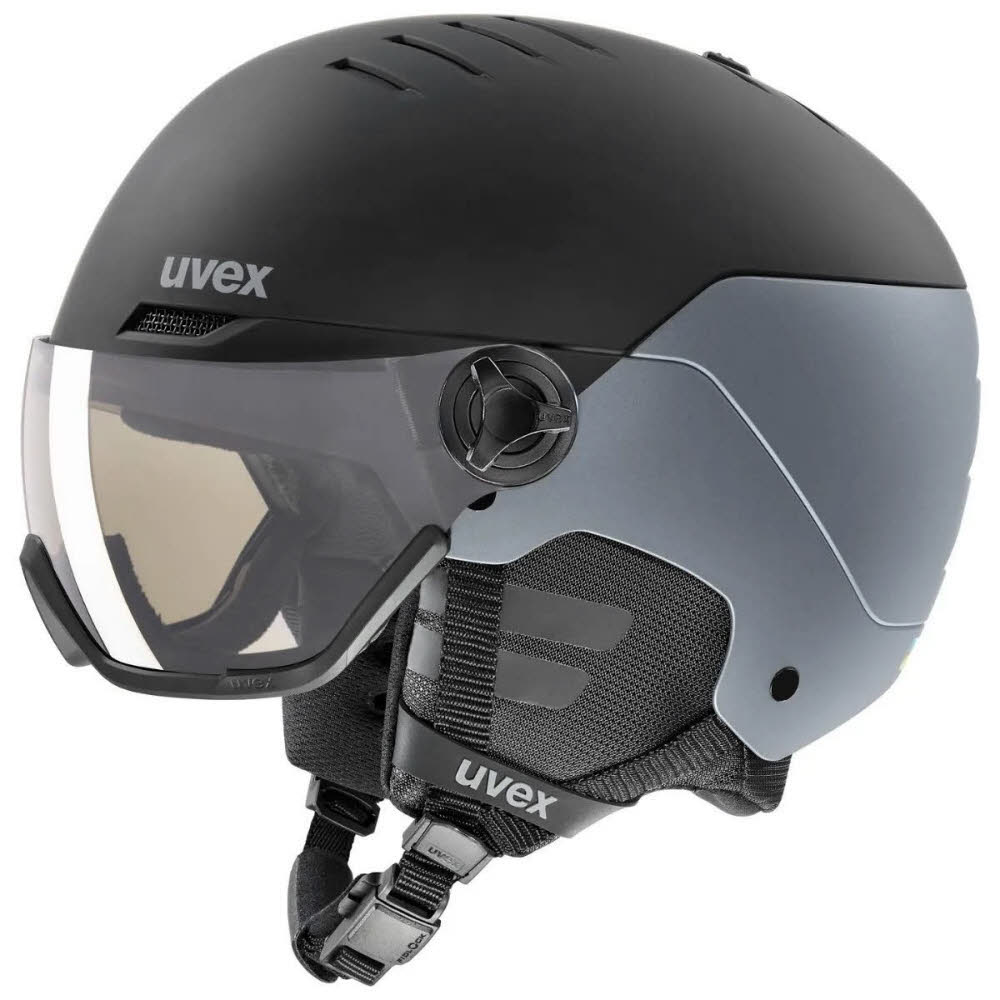UVEX wanted visor pro V Unisex Skihelm Snowboardhelm Visierhelm schwarz silber