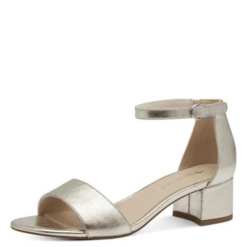 Tamaris Damen Sandalette Absatzsandale platin gold