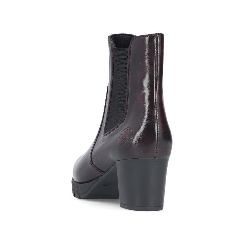Rieker Stiefeletten Damen Freizeitstiefel Kurzstiefel schwarz-rot