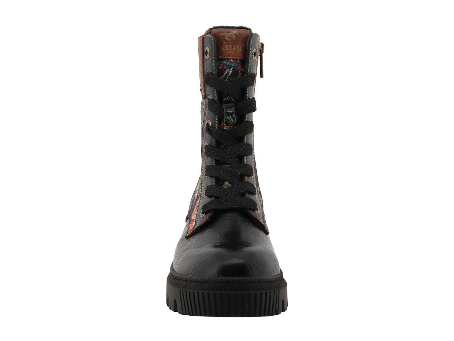 Mustang Damen Stiefelette Kurzstiefel schwarz-blumenprint