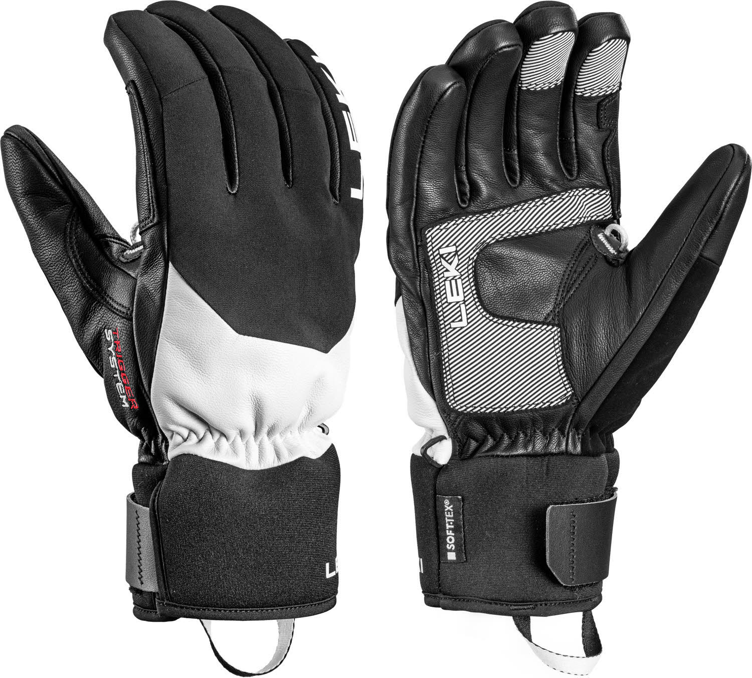 Leki HS Hevon 3D Unisex Skihandschuhe Fingerlinge weiß/schwarz