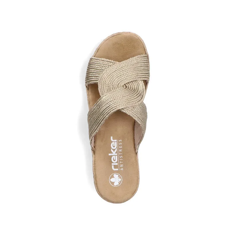 Rieker FSK Damen Sandalen Pantoletten metallic
