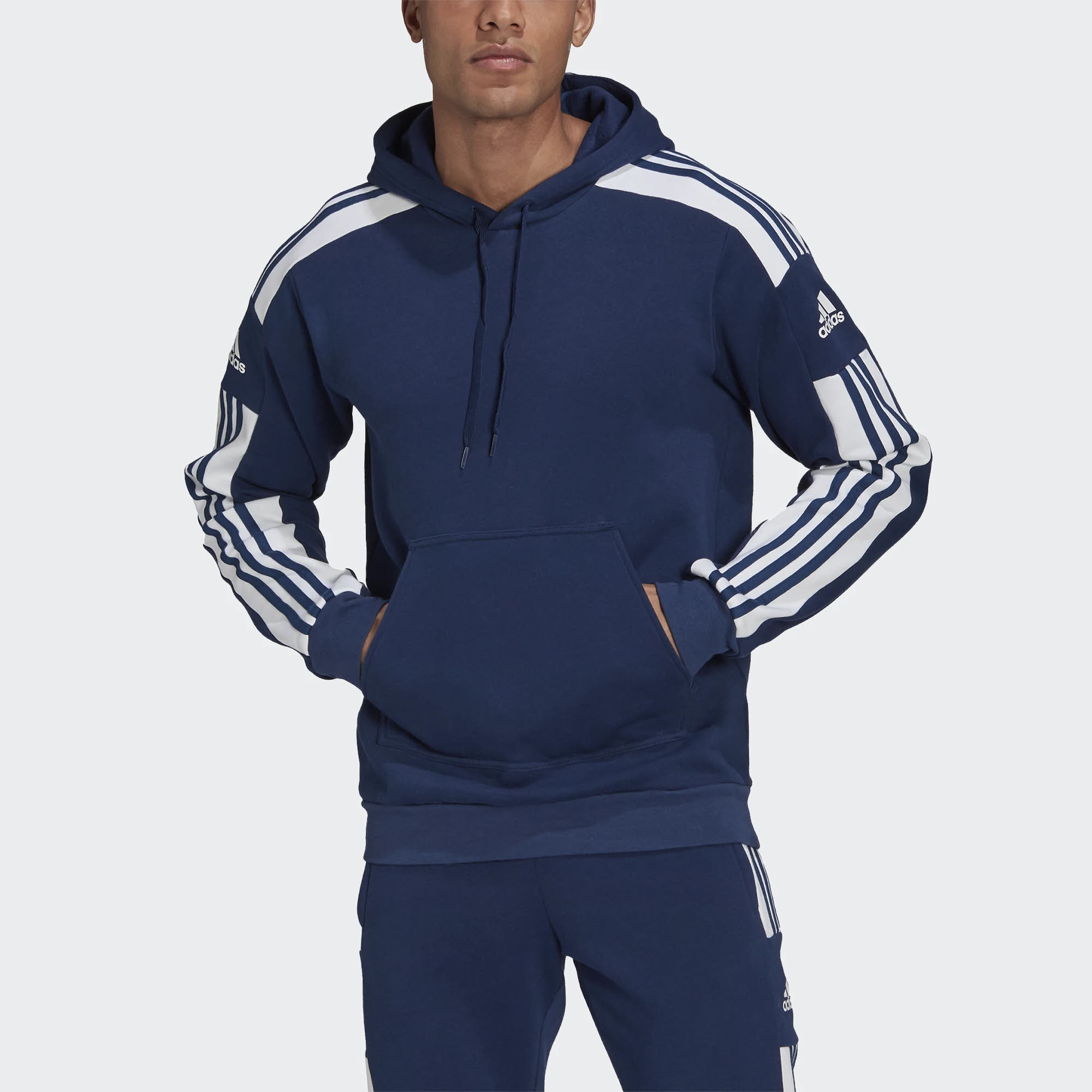adidas SQ21 SW HOOD Herren Hoodie Kapuze Langarm Sport Freizeit 3-Streifen blau