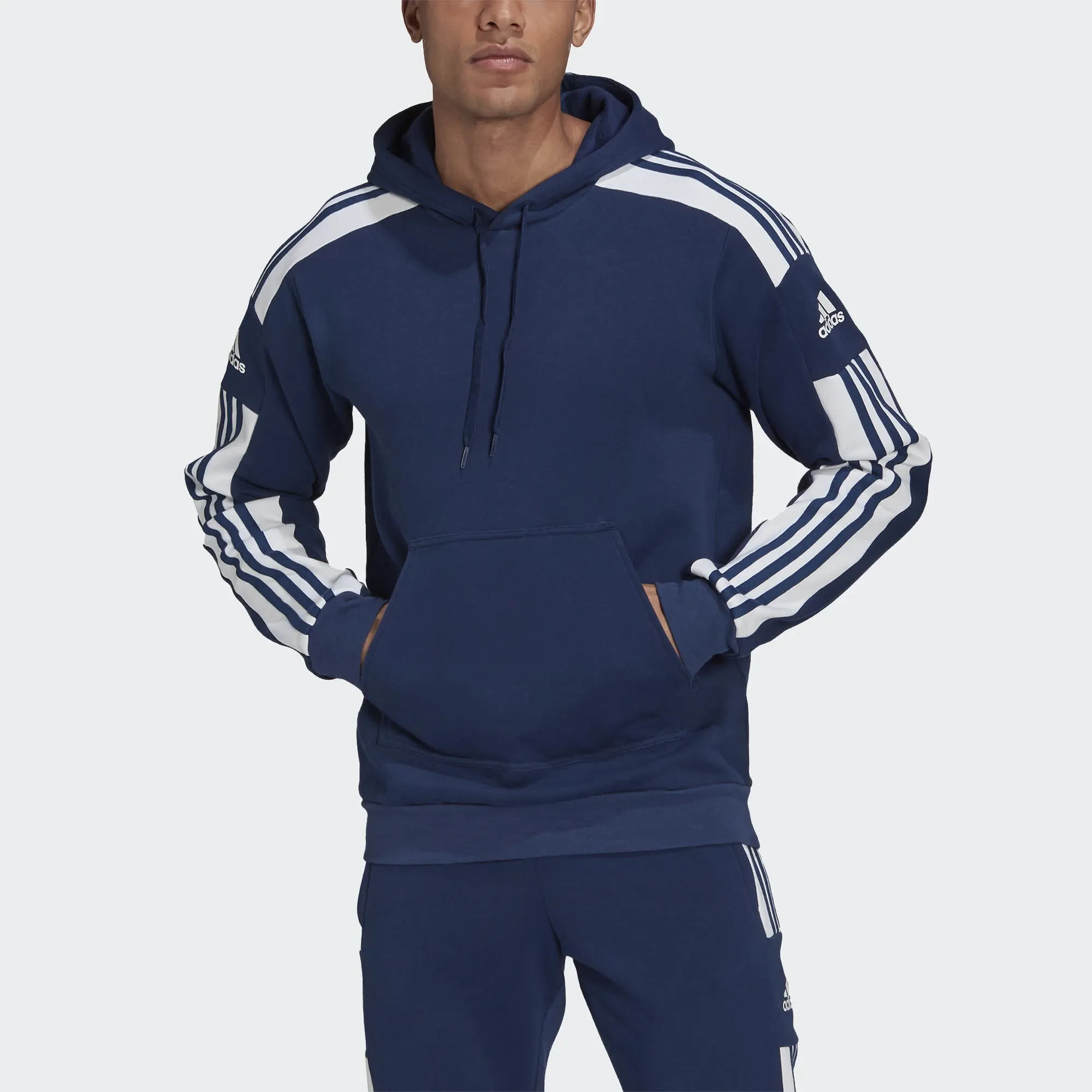 adidas SQ21 SW HOOD Herren Hoodie Kapuze Langarm Sport Freizeit 3-Streifen blau