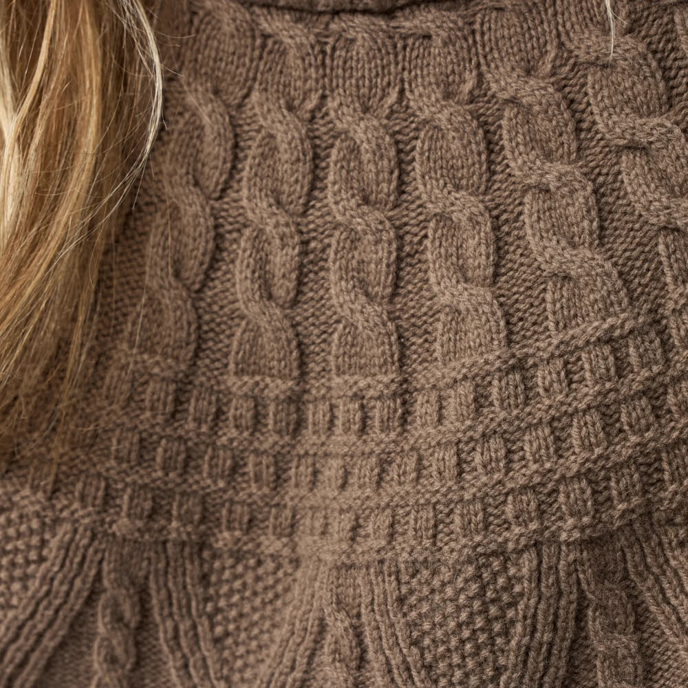 Fjällräven Övik Solid Jacquard Knit Damen Strickpullover Wollsweater braun