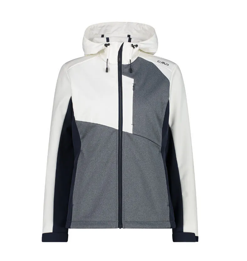 CMP Damen Kapuzenjacke Softshelljacke grau weiß schwarz