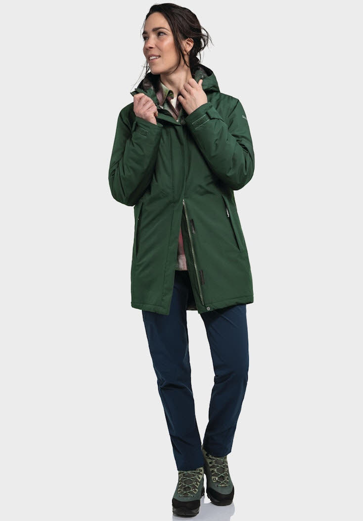 Schöffel Frodo Parka Freizeitmantel wasserdicht Damen grün