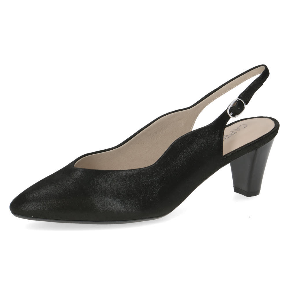Caprice Damen Sling Pumps Absatzschuhe schwarz metallic
