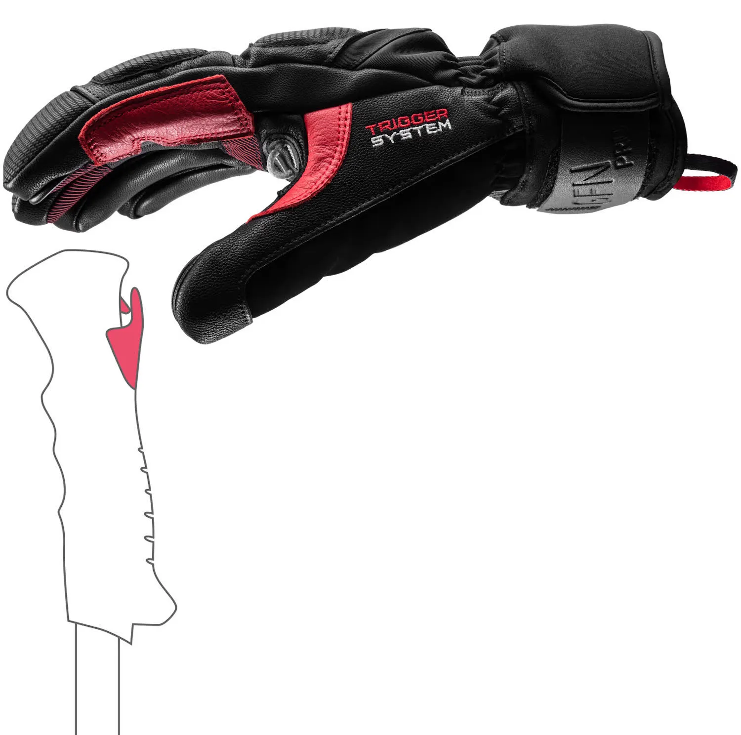 Leki Griffin Pro 3D Herren Skihandschuhe Fingerlinge schwarz/rot