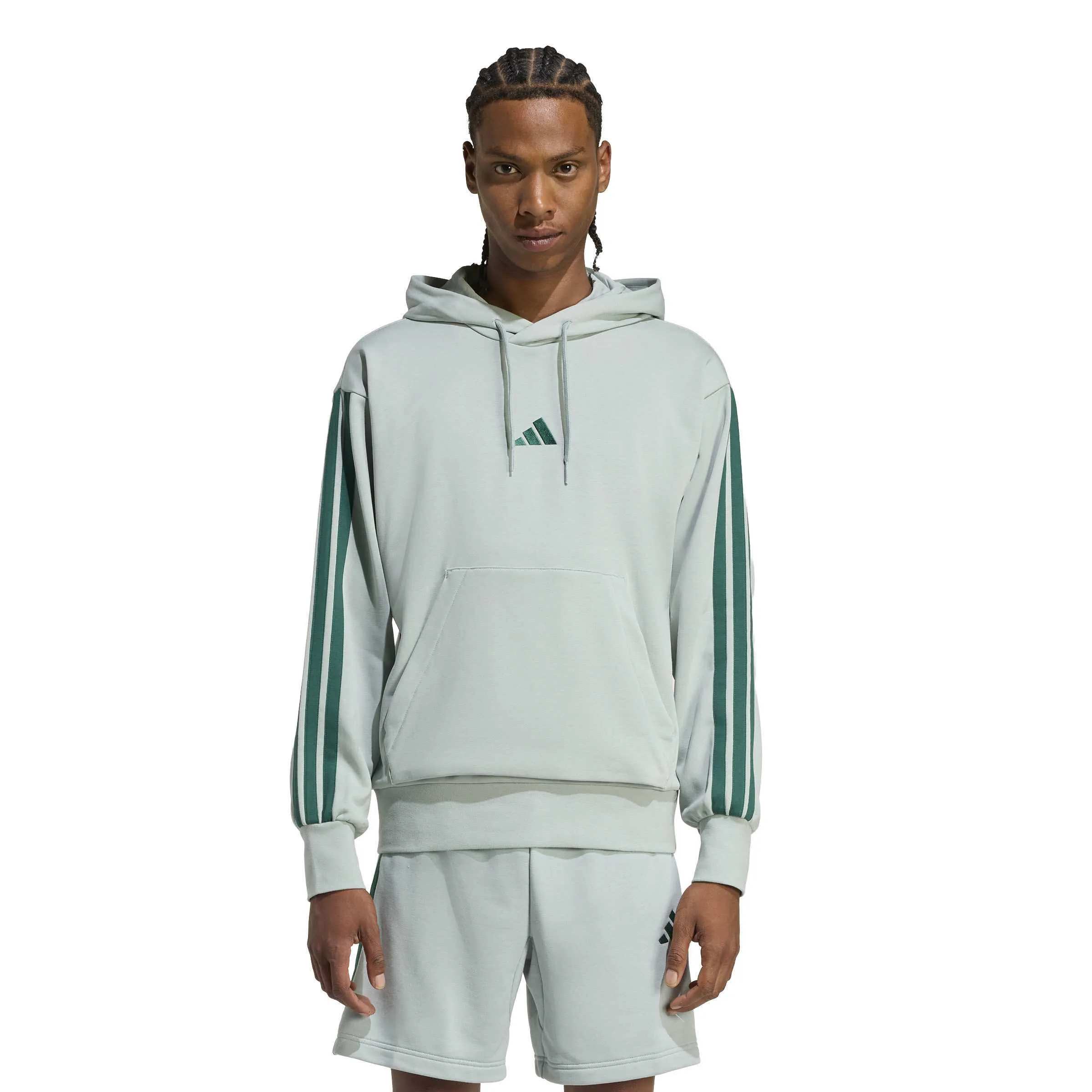 Adidas Essentials 3-Stripes French Terry Herren Hoodie Kapuzenpullover grün