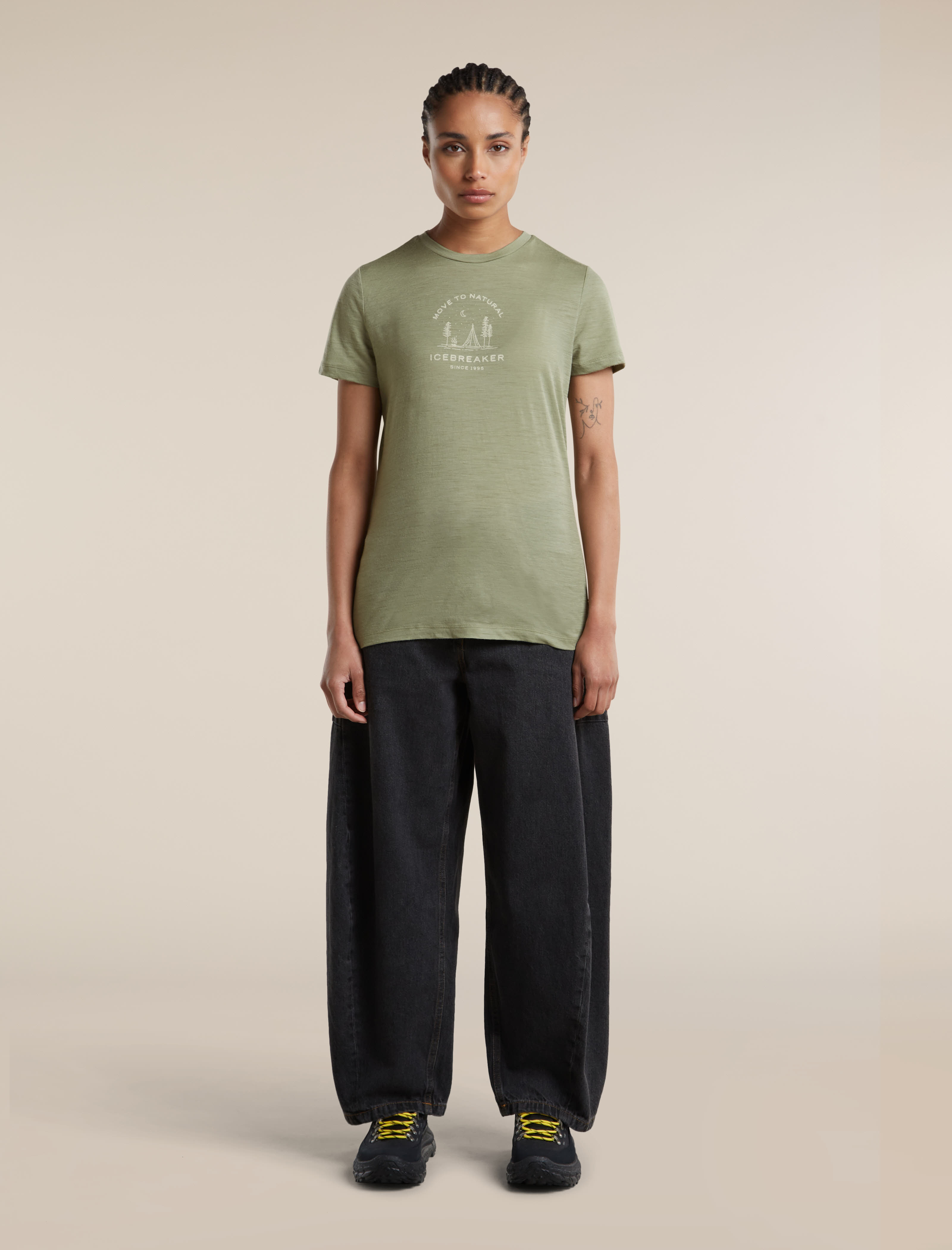 Icebreaker  Mer 150 Tech Lite SS Tee Peace Pas Damen Merinoshirt grün