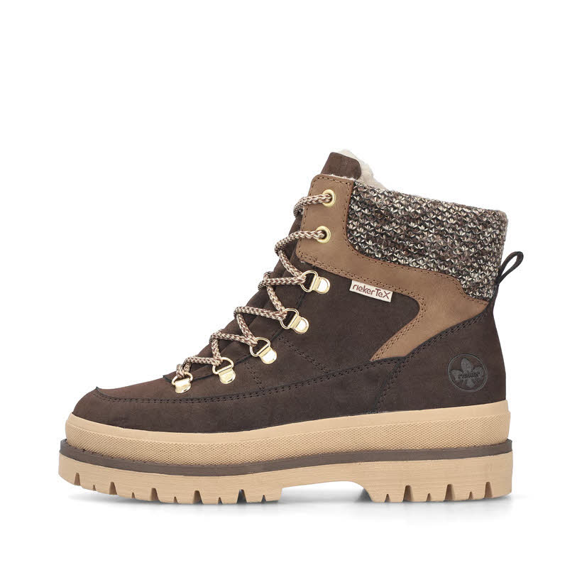 Rieker Damen Stiefelette Schnürstiefel Kurzstiefel braun