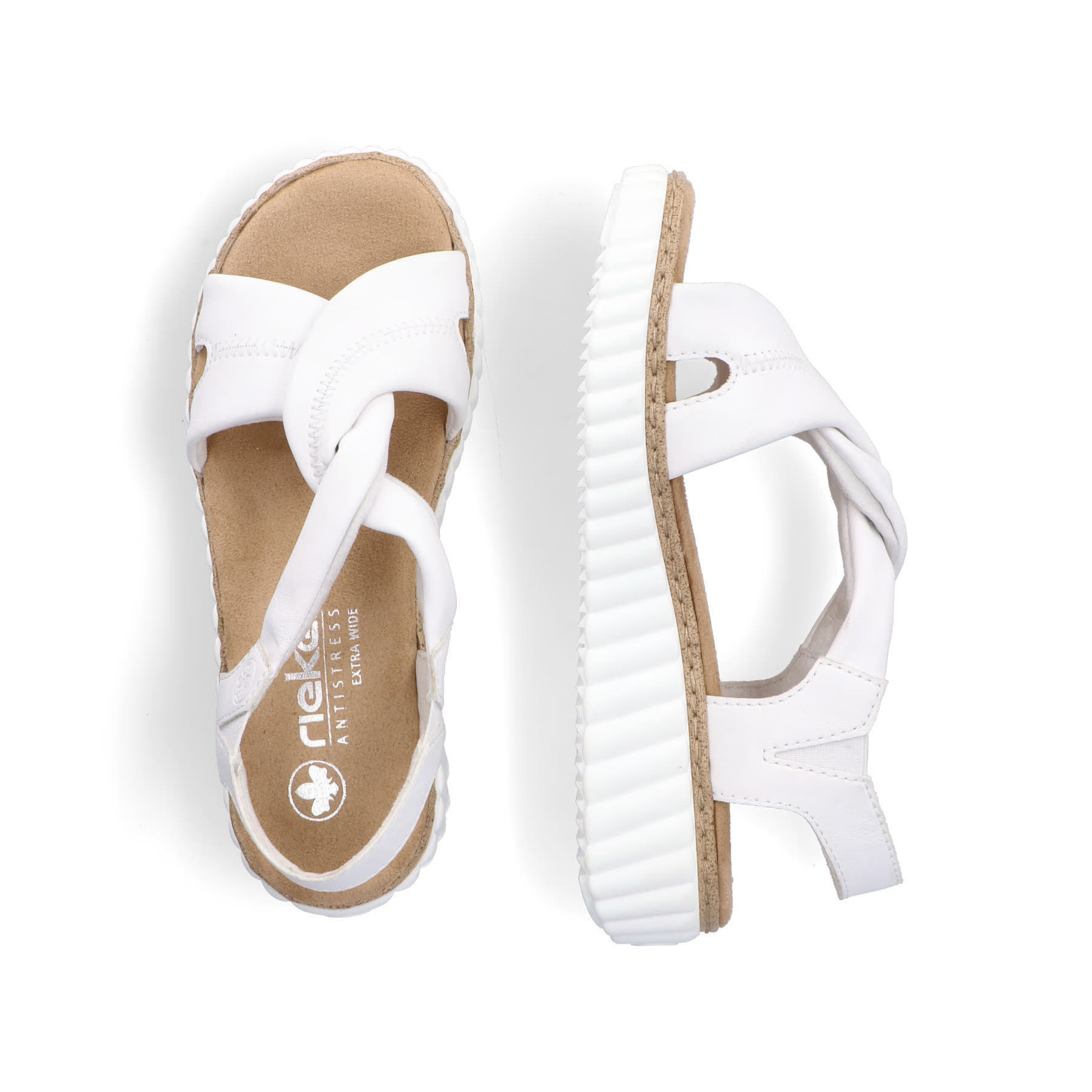 Rieker Damen Sandalen Keilsandaletten Modeschuhe weiß