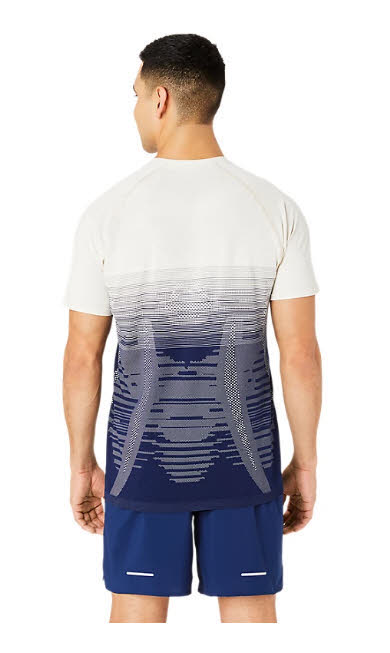 ASICS SEAMLESS SS TOP T-Shirt Laufshirt Herren blau weiß