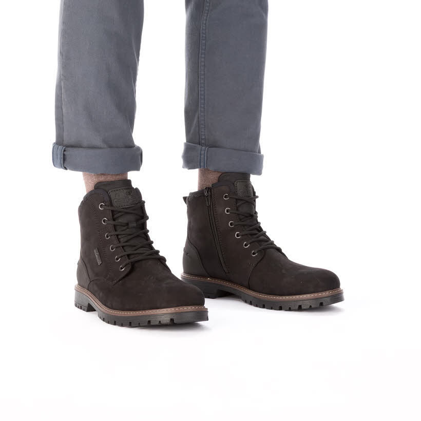 Rieker Herren Kurzstiefel Schnürstiefel schwarz