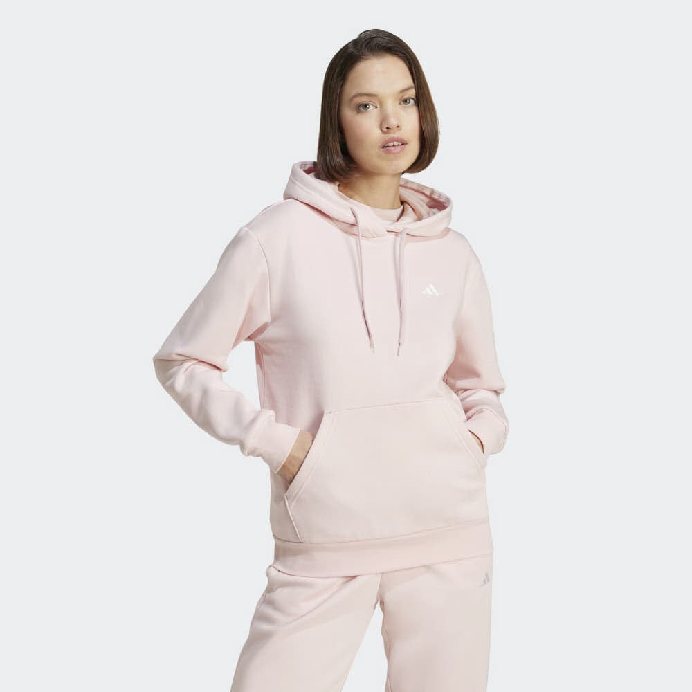 adidas ESSENTIALS SMALL LOGO FEEL COZY Damen Hoodie Kapuzenpullover rosa