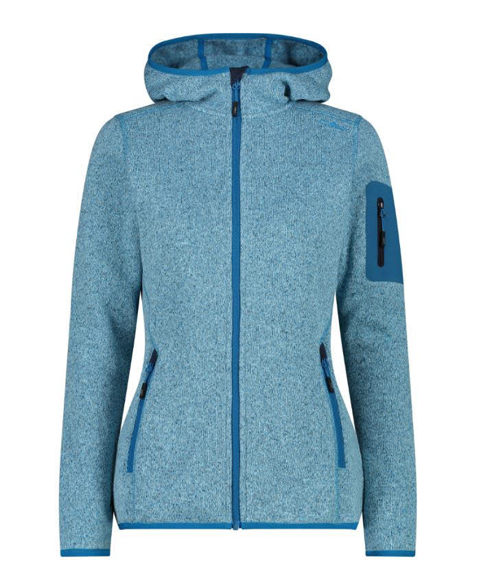 CMP Damen Kapuzenjacke Fleecejacke Knit-Tech Outdoor blau