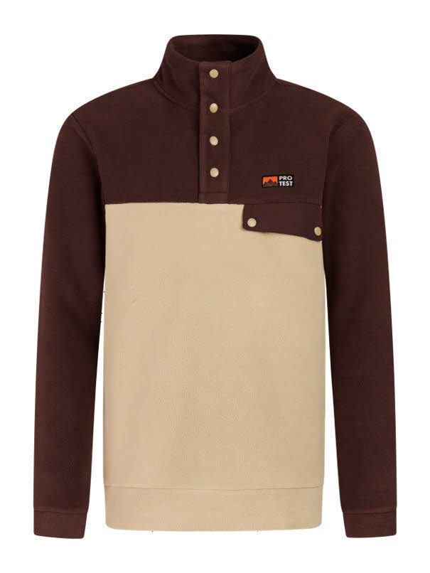 PRTOTEST HE PRTWigland outdoor 1/4 button top Herren Fleecepulli beige