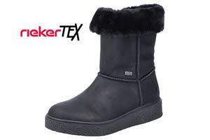 Rieker Damen Stiefelette Slipper gefüttert Kurzstiefel nachtschwarz