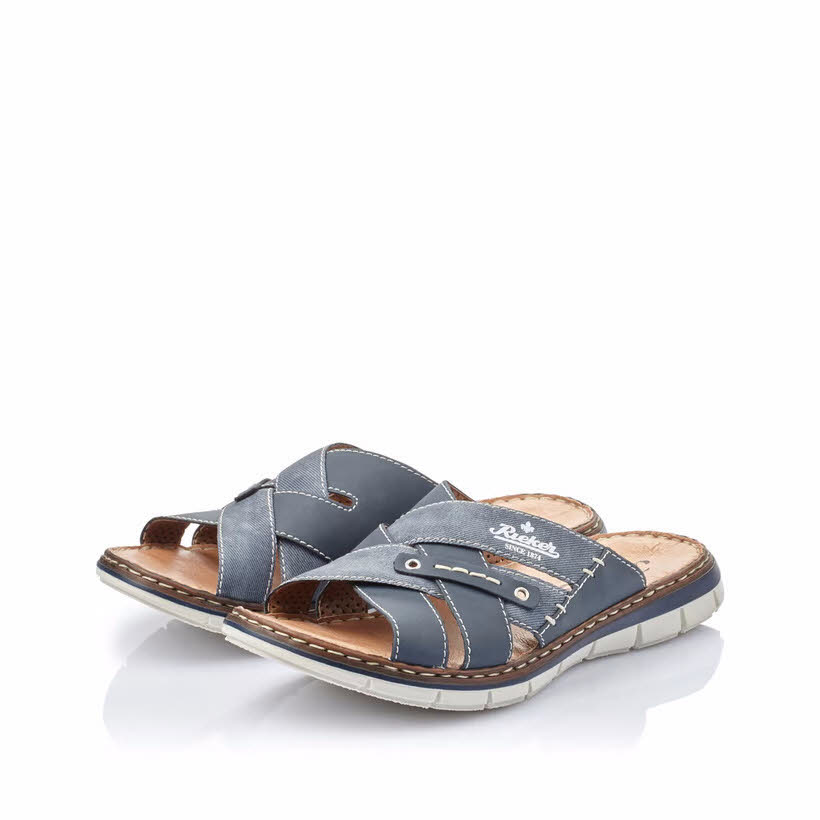 Rieker Pantolette Herren Hausschuhe blau