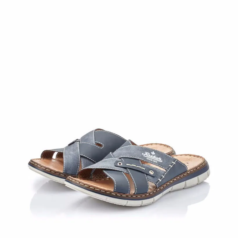Rieker Pantolette Herren Hausschuhe blau