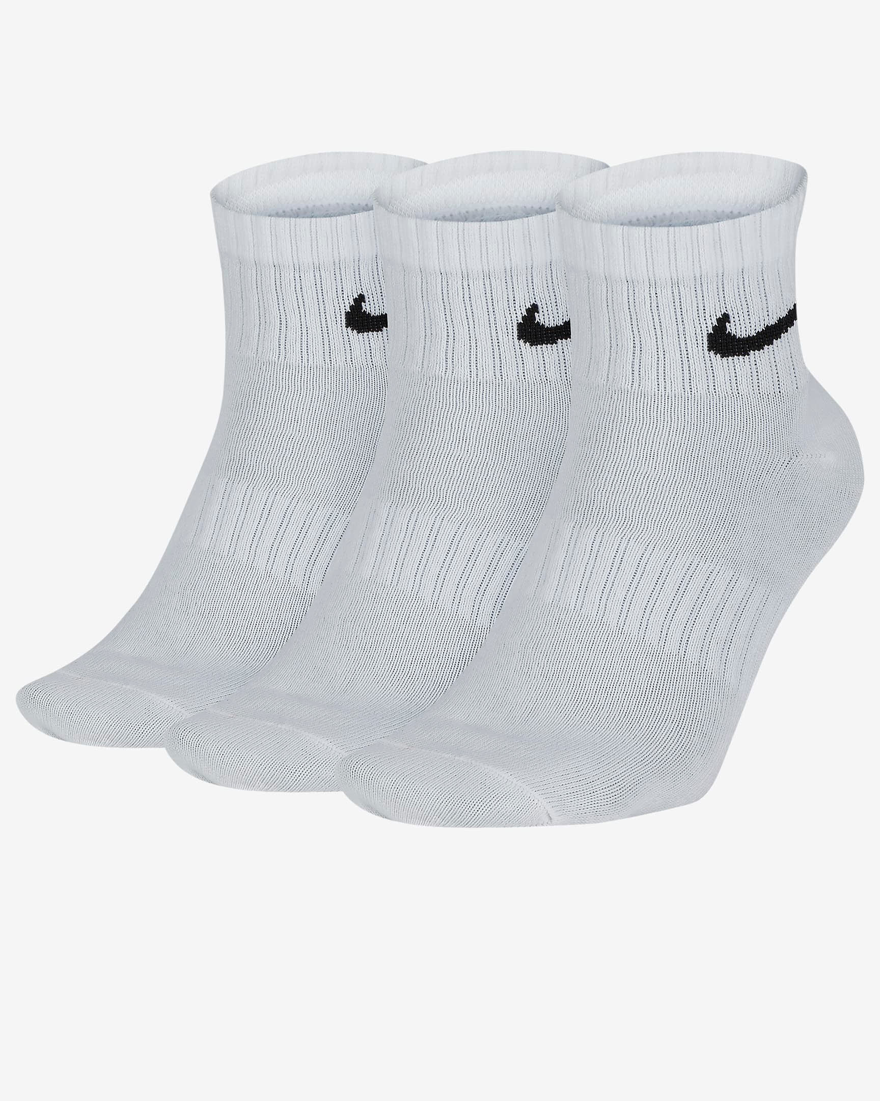Nike Everyday LightweightTrainings-Knöchelsocken (3 Paar) Unisex Sportsocken weiß NEU