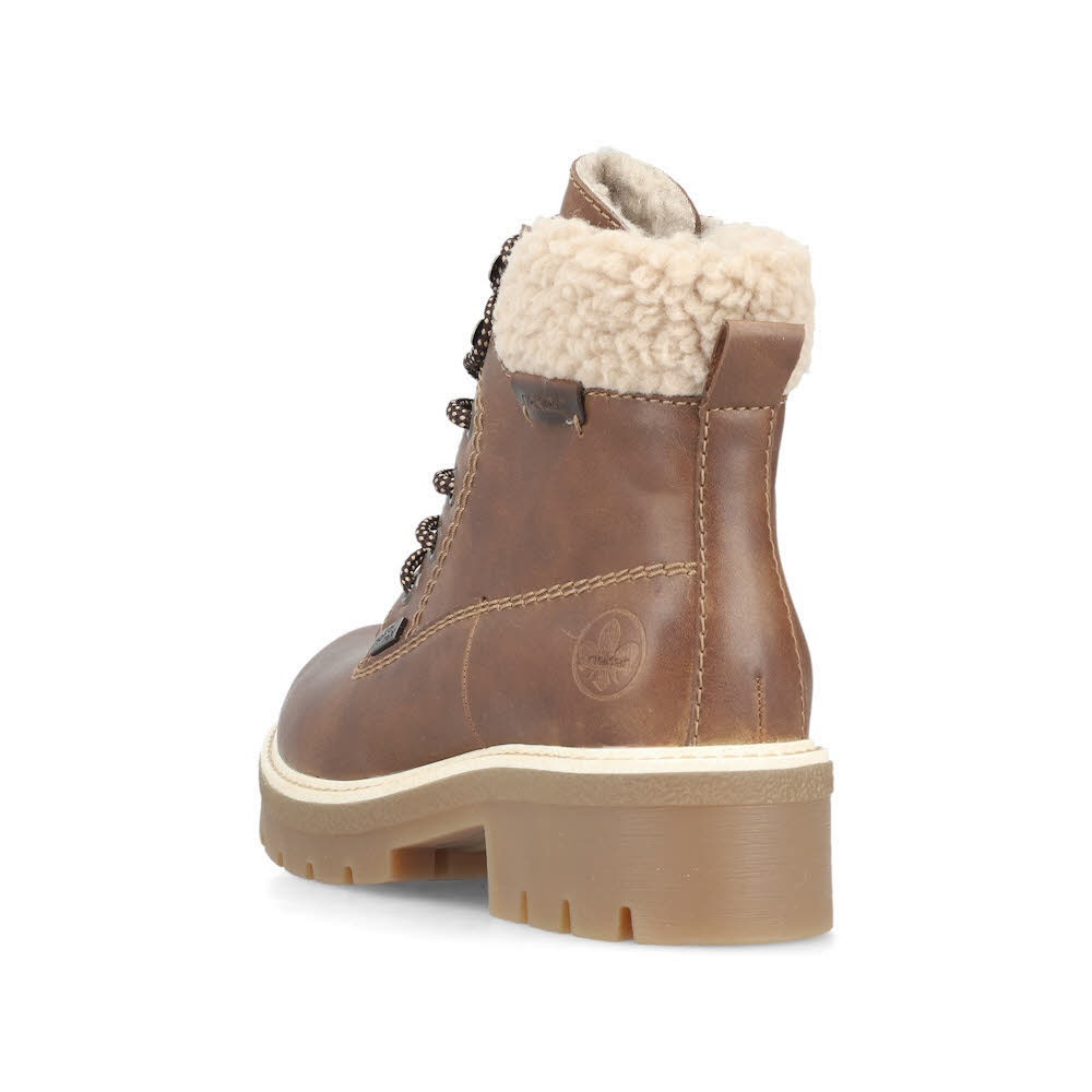 Rieker Damen Schnürstiefel Freizeitstiefel Stiefelette gefüttert braun