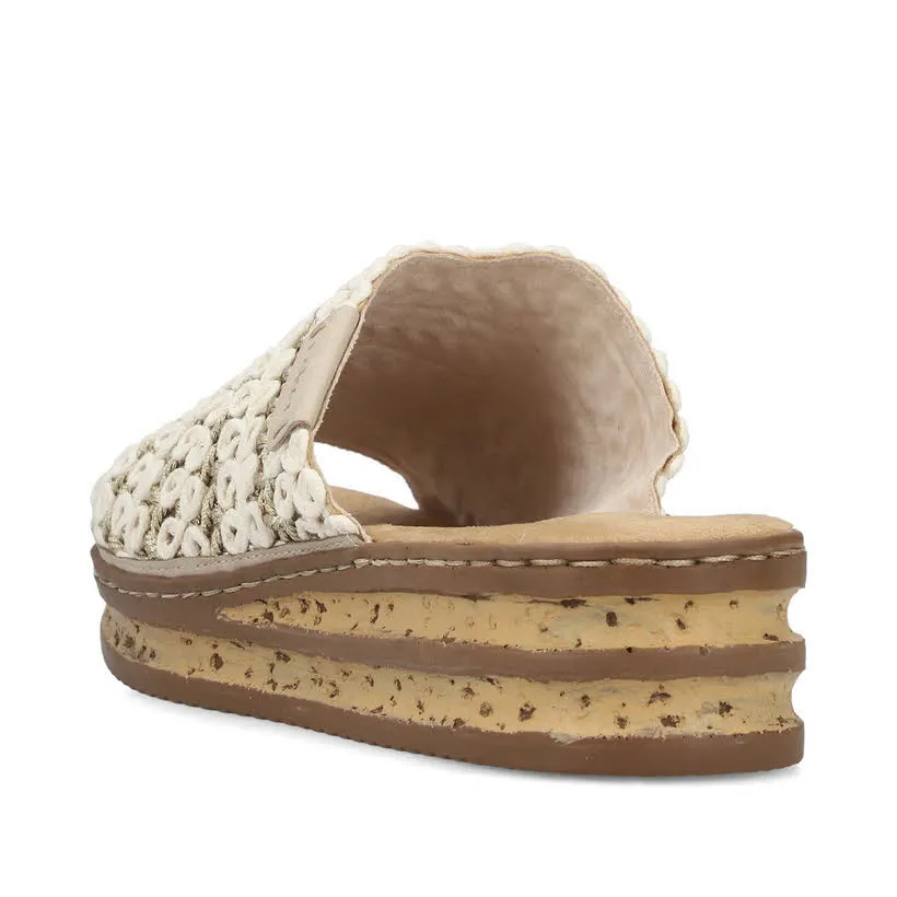 Rieker FSK Damen Pantoletten Sandalen beige