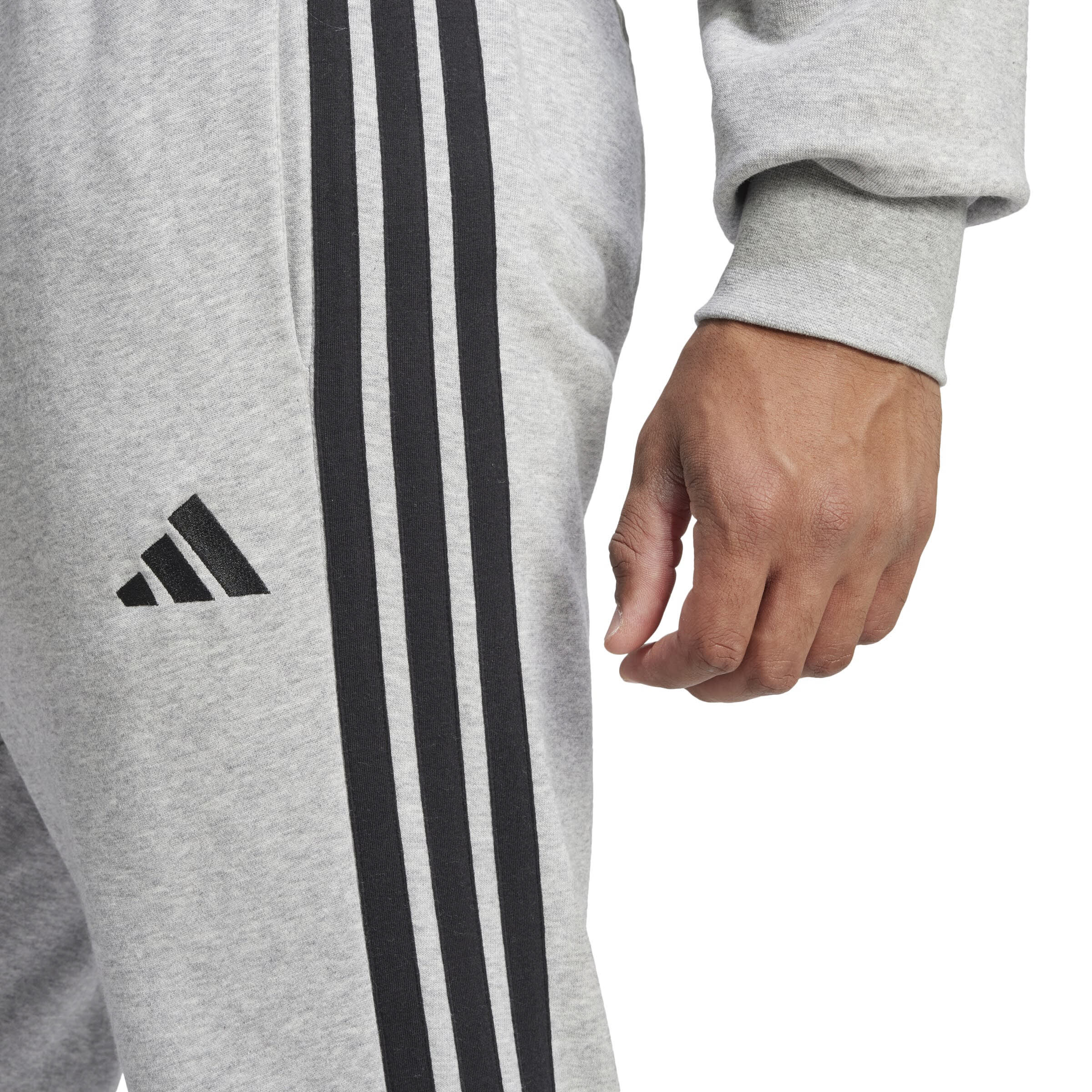 adidas Essentials 3-Streifen French Terry Hose Jogginghose Herren grau