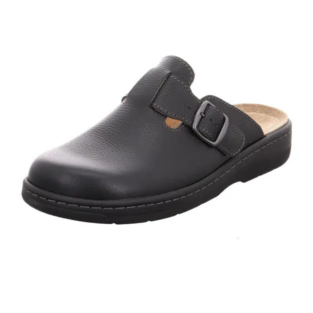 Longo Clogs Herren mit verstellbarer Schnalle schwarz
