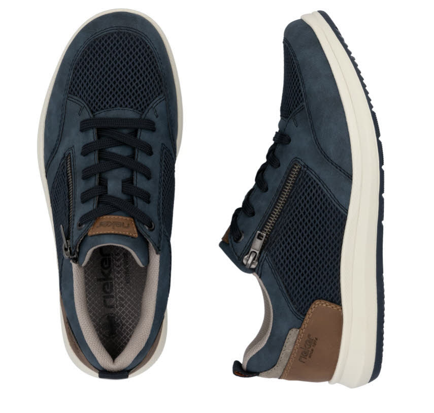 Rieker Herren Halbschuhe Schnürschuhe dunkelblau