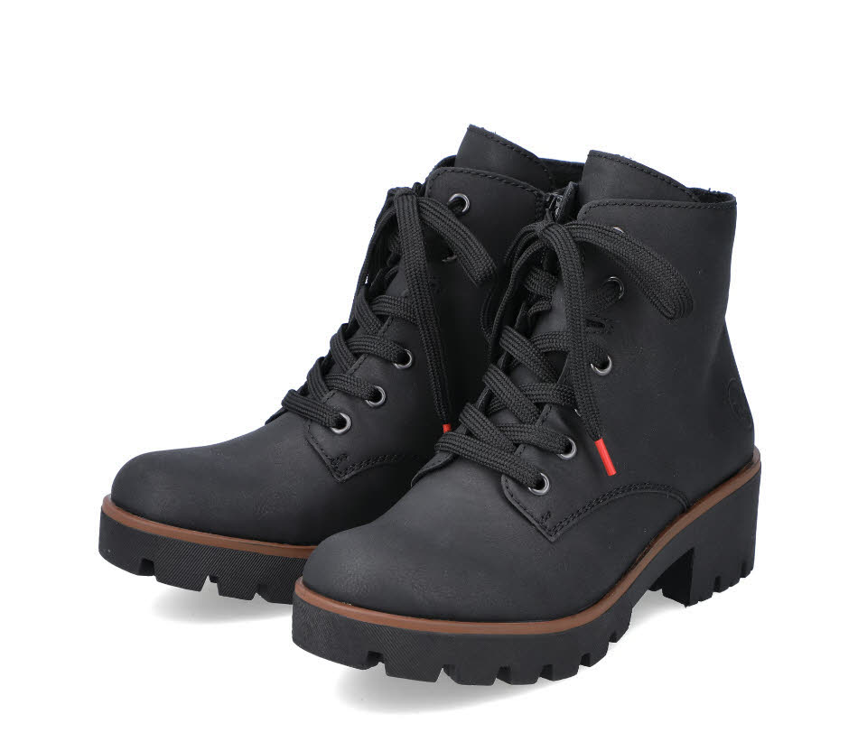 Rieker Damen Stiefelette Boots Schnürer gefüttert schwarz